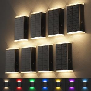 Solar Lights Outdoor,8 Lighting Modes Dusk to Dawn Lighting Wall Sconce IP67 Waterproof Up and Down Solar Wall Light Front Door Light for House, Garage, Porch, Doorway,Fence (8 Pack)