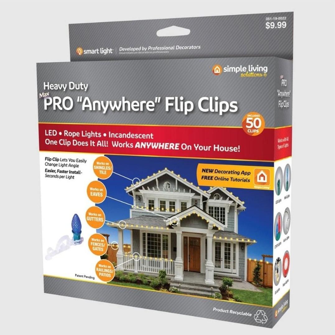 50 Count String Light Pro Anywhere Flip Clips 2 Pack