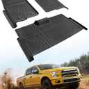 Car Floor Mats for Ford F150: 2010-2014 SuperCrew/Crew Cab BucketSeat, All Weather Rubber Truck Floor Liners for F-150 Accessories 2011 2012 2013, Custom Fit Front Rear Carpet for Pickup, 3PCS, Black