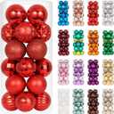 XmasExp 24ct Christmas Ornaments Shatterproof Christmas Ball Ornaments Set Decorations for Xmas Tree Balls 40mm/ 1.57" (1.57'', Red)