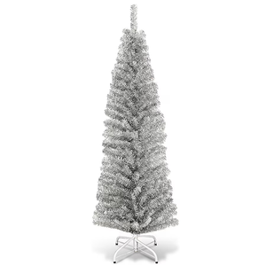 6-ft Pencil Silver Artificial Christmas Tree