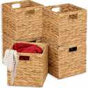 11x11in Wicker Storage Baskets Set of 5 Collapsible Water Hyacinth Basket