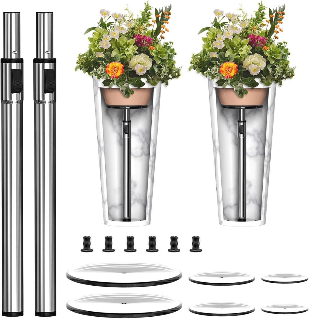 Adjustable Plant Risers for Inside Pot, Planter Insert for Large Container, 19.5-32'' Rise Filler Riser of Tall Flower Bed, Metal Lift Insert for Tall Taper (6 810 Base or Top)