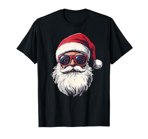 Cool Santa Claus Face Retro Sunglasses Christmas Men Boys T-Shirt, Size M