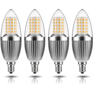 gezee LED Candelabra Bulb, Non-Dimmable, 100 Watt Equivalent, 12W LED Candle Bulbs, Warm White 3000K, 120V, 1200Lumens, E12 Base, Chandelier Bulbs, Torpedo Shape (4-Pack)