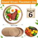 Boho Placemats 4/6/8 Set of Round Woven Placemat Macrame Style Bicolor Stitching Long Table Runner Farmhouse Rustic Natural Burlap Cotton for Kitchen Dining Table(6 Sets,Brown,12x72)