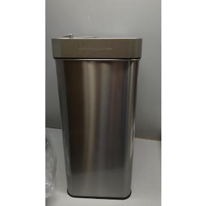iTouchless 50 Liter / 13 Gallon Wings-Open Lid Sensor Kitchen Trash Can with Odor Filter  Dog-Proof Slim Automatic Stainless Steel Garbage Recycling Bin for Home, Office, Bedroom, Business or Garage (Mist Silver, Brushed)