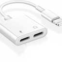 [Apple MFi Certified] iPhone Headphones Adapter Splitter, 2 in 1 Dual Lightning Charger Cable Aux Audio Adapter Converter for iPhone 14/13/12/11/XS/XR/X/8/7/6, Not Support iPhone 15 & USB C Devices