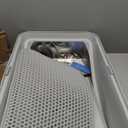 Stainless Steel Litter Box | XL Enclosed Cat Litter Boxs with Lid for Big Cats | High Sided, Anti-Urine Leakage | Non-Stick Bottom & Includes Litter Mat & Metal Scoop (Silver Gray)