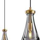 TACDANDM Raindrop Pendant Light, Brass Glass Pendant Lighting, Teardrops Modern Hanging Light for Entryway Foyer Stairway Kitchen Island Bedroom Dining Living Room Hallway