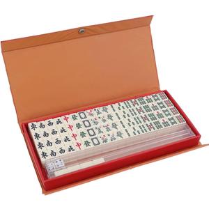 Mini Mahjong Set, 4 Blank Tiles Support More Gameplay, Mahjong Sets with Carrying Travel Case,Mahjong Tile Game,2 Dice 4 Racks (NO Jokers)
