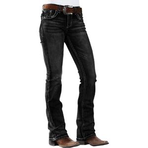 Women's Jeans 90s Mid Rise Bootcut High Stretch Boot Cut Denim Pants Pantalones De Mujer (Large, 201-black)