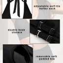 Halter V Neck Push Up Swimsuit Padded High Waisted Ruched Bottom Two Piece Bikini Set Bathing Suit for Women (Black)