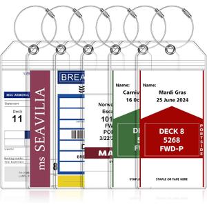 6 Pack Luggage Tags Travel Essentials & Cruise Essentials for NCL, Princess, Carnival, Royal Caribbean & Celebrity Cruise Ships by SEAVILIA