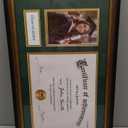 11x19 Diploma Frame, Display for 8.5x11 Certificate & 4x6 Photos, Tempered Glass with Acid-Free Green over Gold Mat, Degree Frame for Graduation, Brown with Gold Trim