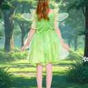 Girls Fairy Costume, Princess Dress Wings Tutu Sequin Suit for Kids Halloween Party Fancy Dress Up Dresses 3-10Y (4-6Y, Green)