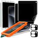IMBZBK [Auto-Dust Removal] 2 Pack Privacy Screen Protector for Google Pixel 10 Pro Fold, 2 Inside Anti-Spy Film + 2 Front Tempered Glass + 2 Camera Lens Protector Accessories with Installation Frame