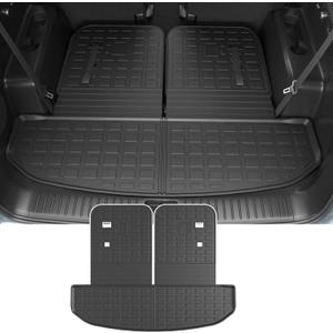 powoq Trunk Mat Compatible with 2021-2025 KIA Sorento/Hybrid/PHEV Cargo Liner with Backrest Mats Replacement for KIA Sorento 2021 2022 2023 2024 2025 Accessories(Trunk Mats with Backrest Mat)