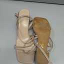 Shoe'N Tale Strappy Heels for Women Low Chunky Block Heel Dress Shoes Square Open Toe Ankle Strap Heeled Sandals 8.5