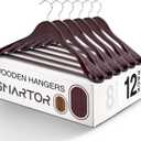 SMARTOR Suit Hangers for Men 12 Pack, Wide Shoulder Wooden Suit Hangers with Non Slip Pant Holder, Wide Hanger for Suit, Coat, Jacket, Gown, Heavy Duty Wood Suit Hanger, Cherry