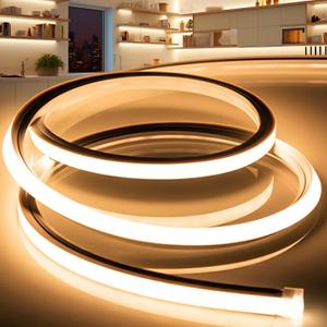 LED Strip Lights Warm White 3000K,98.4ft 110-120V Neon Rope Lights,Flexible Silicone Outdoor Waterproof Neon Strip Lights for Bedroom,Mirror,Kitchen Cabinet, Living Room,Halloween Decor