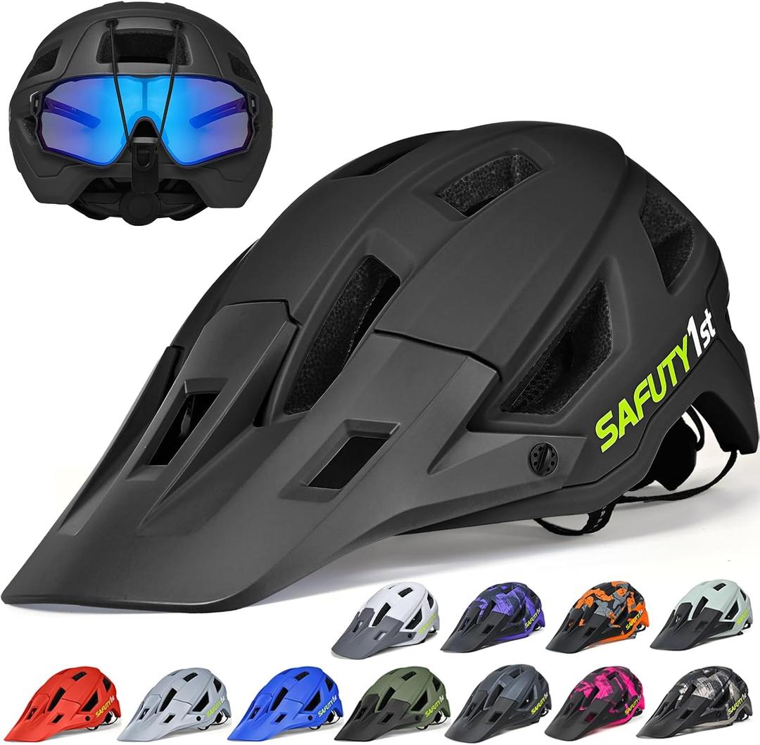Mountain Bike Helmet for Adults & Youth Lightweight Impact-Resistant with Adjustable Dial & Removable Visor Unisex Helmet for Mountain Biking Bicycle Clcying Medium: 21.7"-23.3" (55-59cm)