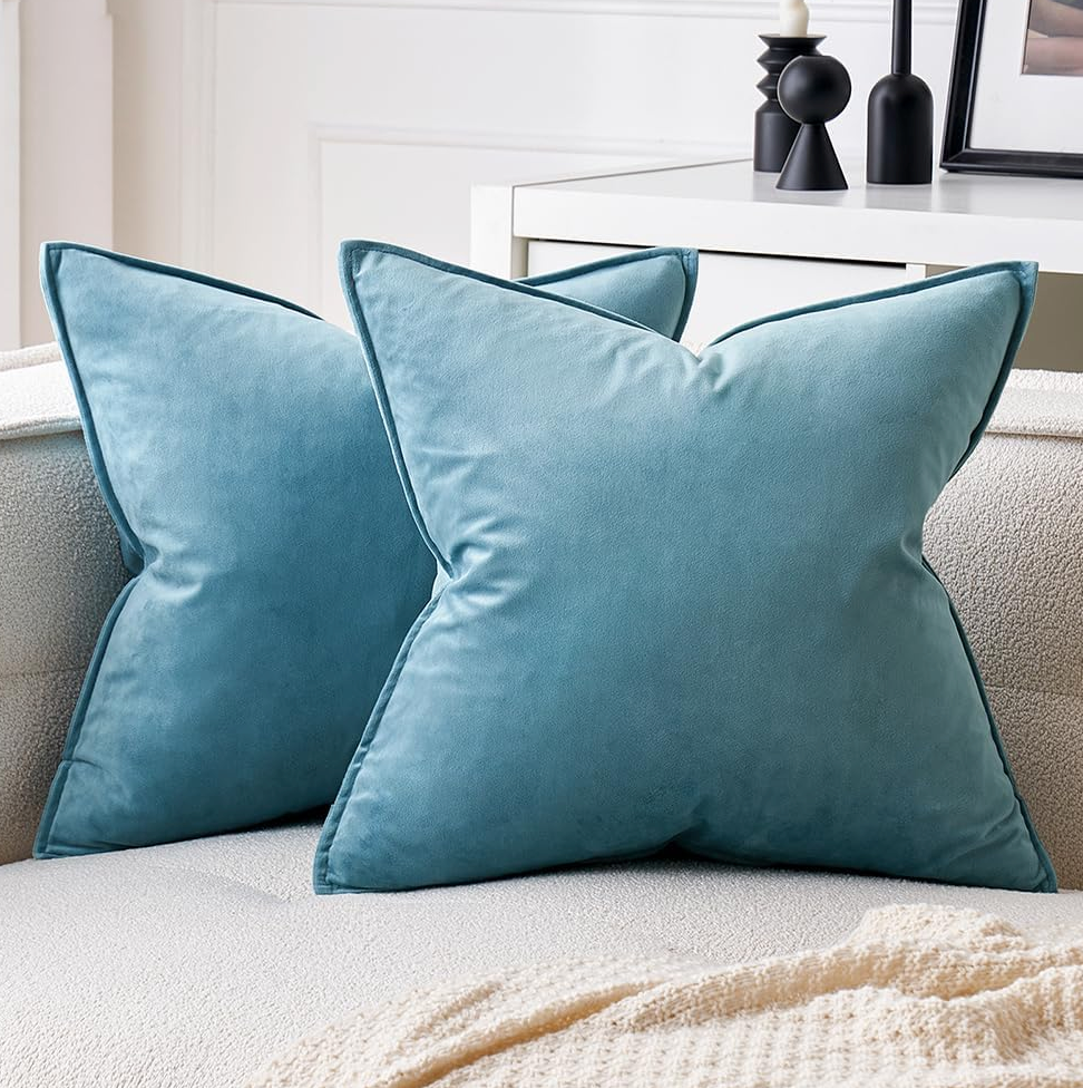 MIULEE Pack of 2 Decorative Velvet Throw Pillow Cover Soft Pillowcase Solid Square Eruo Sham Cushion Case for Sofa Bedroom Car 26x26 Inch 