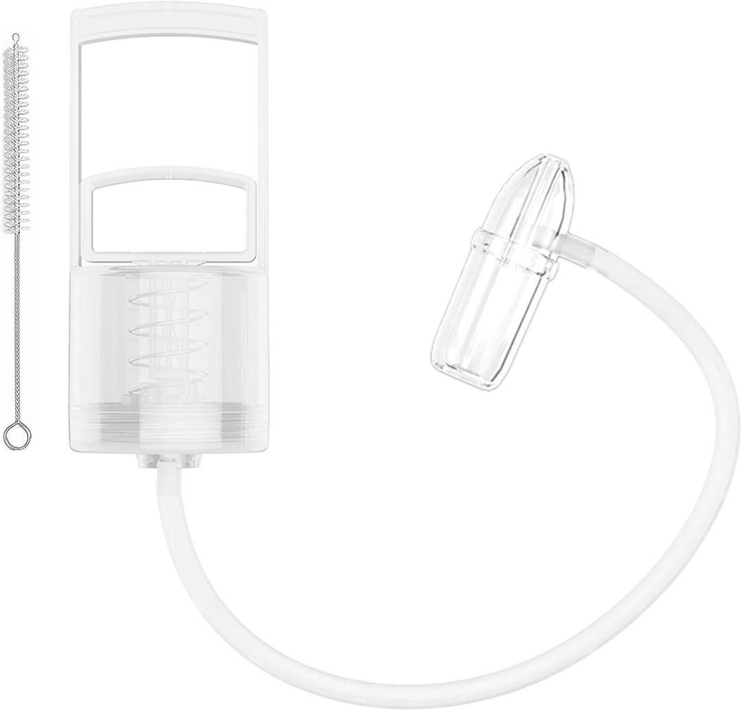 Nasal Aspirator for Baby, Baby Nose Sucker, Booger Sucker with Hand Pump and Non-Invasive Tip to Clear Clogged Passages and Boogers (Translucent White, Standard)