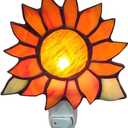 HUIMEIJU Stained Glass Sunflower Night Lights,Suitable for bedrooms,Kitchens,bathrooms,etc.(Orange 1PCS)
