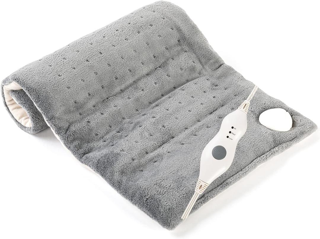 Tefici Weighted Heating Pad for Back 2 lbs Electric Heating Pad for Neck and Shoulders,12 X 24 XL Large Size Heat Pad with 3 Temperature Settings,2 Hours Auto-Off
