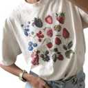 SOLY HUX Women's Y2k Graphic Tees Crew Neck Short Sleeve Casual T Shirt Tops (Large)