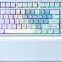 YUNZII B87 Wireless Mechanical Keyboard,QMK/VIA Programmable,TKL Layout 87 Keys,BT/2.4G/USB-C,Hot Swap Gasket Mount RGB Backlit Gaming with Wrist Rest for Win/Mac (Blue Heart, Cocoa Cream V2)