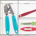 iDesign Interlocking 5-Section Drawer Organizer for Kitchen, Bathroom or Desk Drawers, Clear