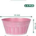 vensovo 10 Inches Pink Metal Rustic Plant Pots - 4 Pcs Large Shallow Galvanized Planters with Drain Hole and Rubber Plug, Rustproof Tin Bucket Succulent Pot Indoor Farmhouse Vintage Style for Decor