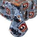 Newbridge 52 x 52 Inch Square Haunted Halloween Rustic Ghost Farm Vinyl Tablecloth with Flannel Backing, Ghosts, Barns, Pumpkins, and Spooky Truck Farm Scene, Easy Care Wipe Clean Table Cover