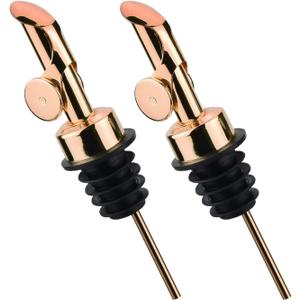 Pafusen 2 Pack Auto Flip Olive Oil Dispenser, Liquor Pour Spout, Oil Dispenser for Kitchen, Easily Turn Your Bottles into Dispensers for Liquor, Coffee Syrup or Oils, Weighted Pourer, Rose Gold