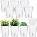 Ziliny 10 Pcs 3 Inch Self Watering Pots Self Watering Planters for Indoor Planters Plastic Garden Flower Pots with Level Indicator Vents for Herbs