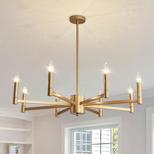 ASGYISA 8-Light Gold Candle Chandeliers Modern Farmhouse Ceiling Light Fixture Industrial Lighting for Dining Room Living Room Bedroom Kitchen Island Foyer ASGYISA 8-Light Gold Candle Chandeliers Modern Farmhouse Ceiling Light Fixture Industrial Lighting for Dining Room Living Room Bedroom Kitchen Island Foyer