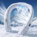 Neck Air Conditioner Fans That Blow Cold Air, 6000 mAh Battery Operated Wearable Cooling Device Fan, Bladeless, Rechargeable Fan, White