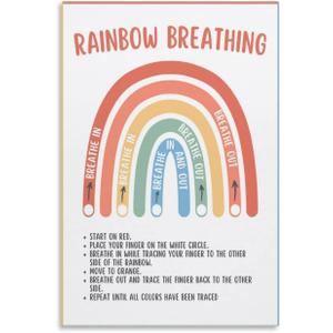 Rainbow Breathing Calm down Poster Kids Teens Mindfulness Coping Skills Activity Grounding Technique Calming Strategies School Counselor Prints Posters Metal Tin Sign Wall Art Deco Pack Of 2