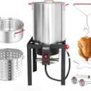 NUUK 30QT Turkey Fryer & 10QT Fish Fryer Combo Kit with CSA Approved 50,000BTU Burner with Auto Ignition System and 10PSI Regulator