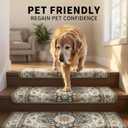 Bullnose Stair Treads, 14 Pack 30 x 9.5 Inch Non-Slip Carpet Mats for Wooden Steps, Protective Indoor Stairway Covers with 1.5" Edge Protection for Kids, Seniors and Pets