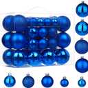 50pcs Christmas Ball Ornaments Navy Blue Small Shatterproof Christmas Tree Decorations Xmas Tree Christmas Ornaments Balls with Hanging Loop for Christmas Wedding Holiday Party Wreath Home Decor