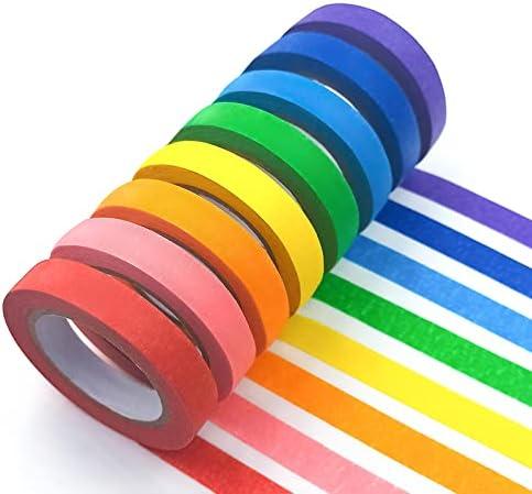 UMETDO 8PCS Colored Masking Tape - Painters Tape, Rainbow Colors Rolls, Kids Art Supplies, Great for Crafts, Labeling, DIY Decorative, 1/2 Inch Masking Tape- Tiny Size