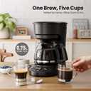 Kismile 5-Cup Drip Coffee Machine with LED Display, Small Coffee Maker with Anti-Drip, Timer, Auto Shut-Off, Dry-Boil Protection, Removable Funnel, Compact, Ideal for Home & Office