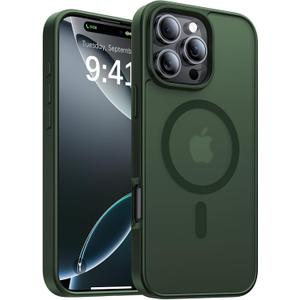 KCQNine Magnetic for iPhone 16 Pro Case, [Compatible with MagSafe][Military-Grade Drop Protection][Anti-Yellowing]Shockproof Protective Translucent Matte Cover for iPhone 16 Pro Phone Case, Forest Green