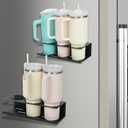 2 Pack Magnetic Stanley Cup Holder for Refrigerator,Water Bottle Organizer for Stanley 30&40 oz Tumbler Organizer Metal Stanley Cup Accessories for Home Kitchen Garage RV (Black)