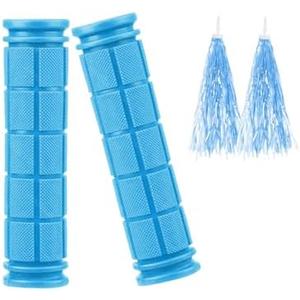 Bike Handlebar Grips with Tassel Streamers for Kids Girls Boys, Non-Slip Rubber Bicycle Handle Grips for BMX MTB Mountain Bicycle Scooters Tricycle Replacement Parts