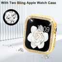 Supoix Compatible with Apple Watch Band 38/40/41/42/44/45/46/49mm+ Case, Women Jewelry Bling Diamond Rhinestone Replacement Metal Bands & 2 Pack PC Protector Case for iWatch Ultra 3/2/1 Series 11/10/9/8/7/6/5/4/3/2/1/SE