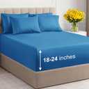Extra Deep Cal King Sheet Set - 6 Piece Breathable & Cooling Sheets - Hotel Luxury Bedding Set w/18-24 Inch Extra Deep Pockets - Easy Fit - Super Soft, Wrinkle Free & Comfy - Denim Blue, Cal King Size
